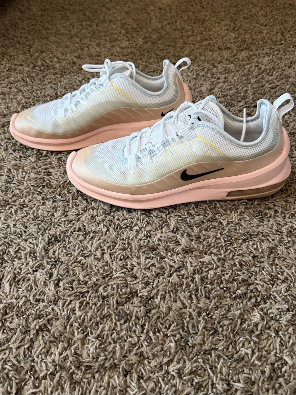Nike White Mesh Sneakers with Pale Pink Accents size 8.5